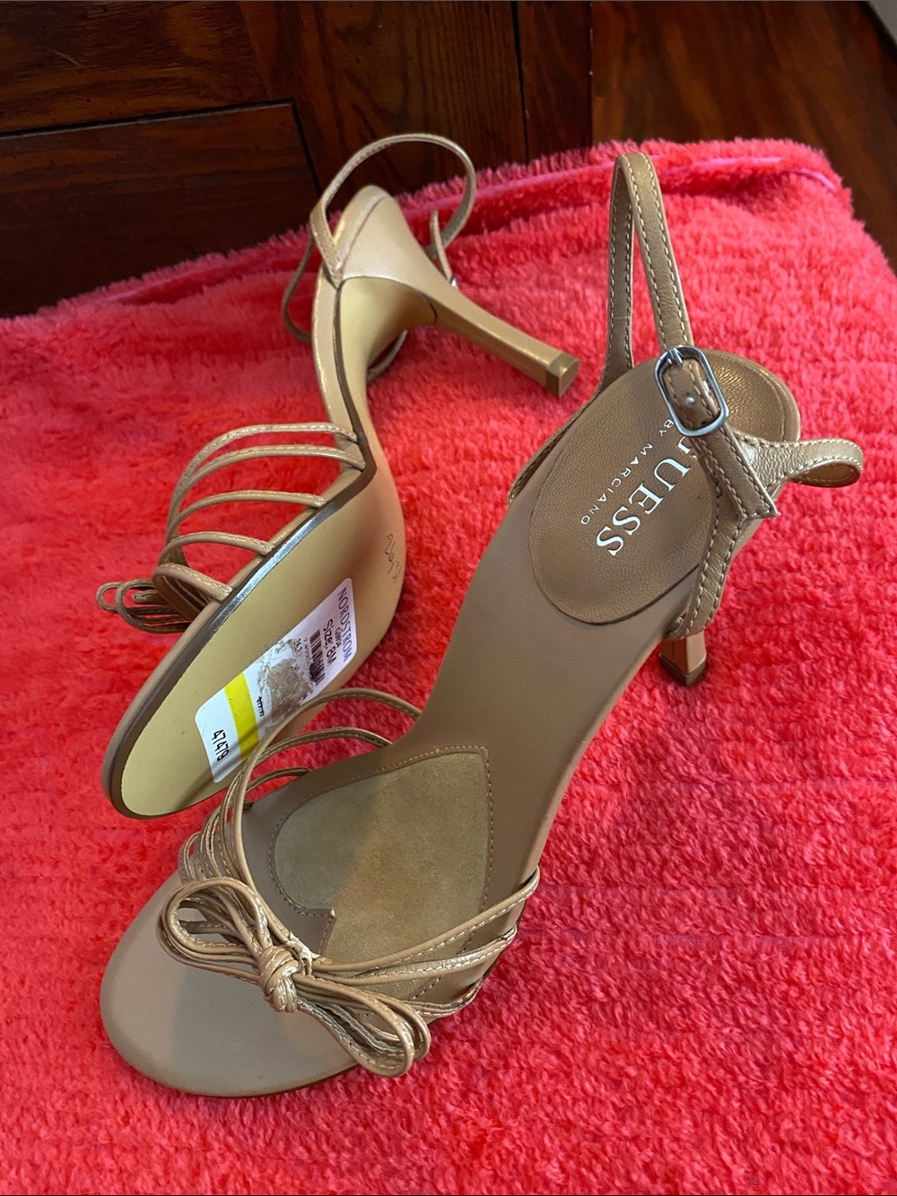 Guess by Marciano Blush Knot-Detail Open-Toe Heels